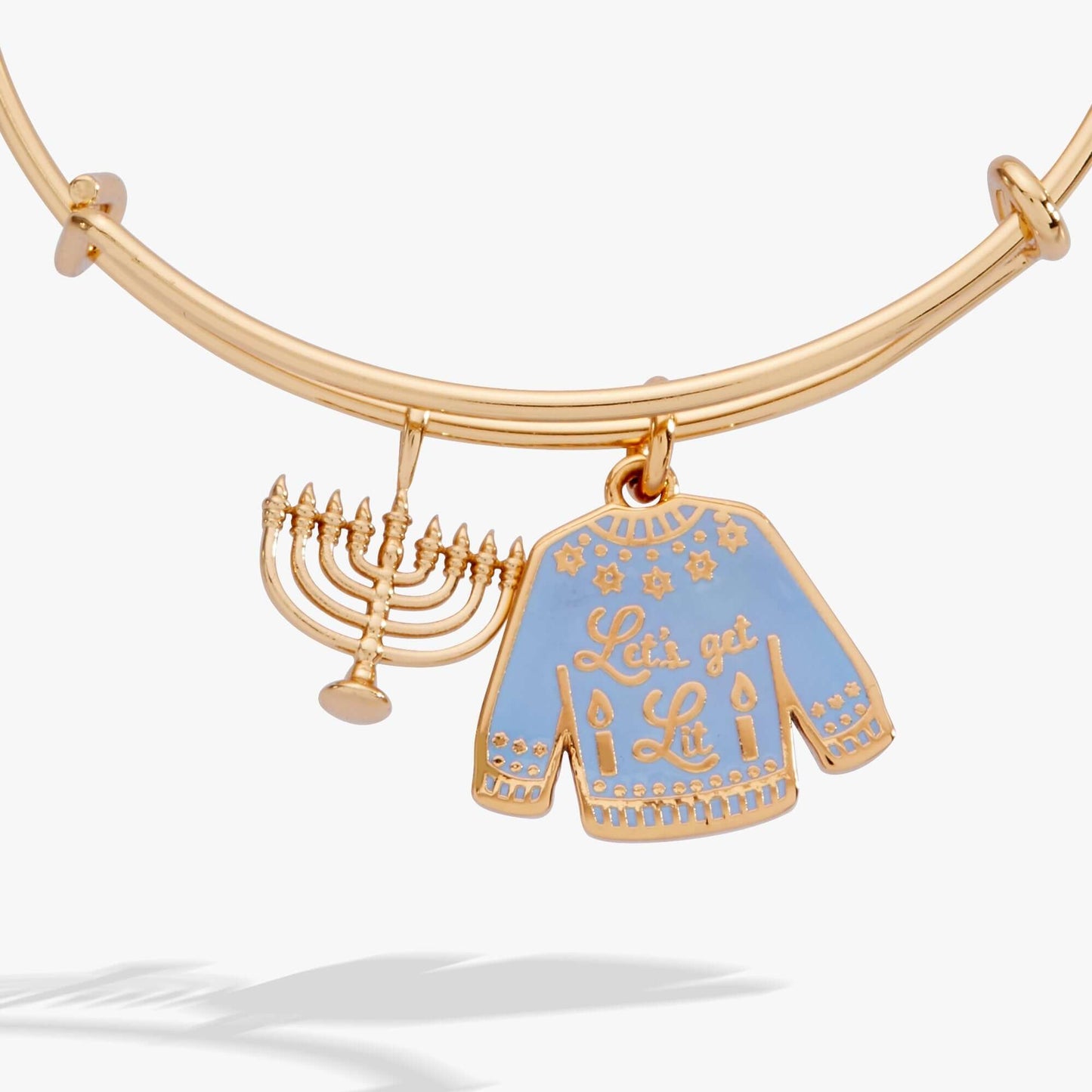 ALEX AND ANI Hanukkah 'Let's Get Lit' Ugly Sweater & Menorah Bangle