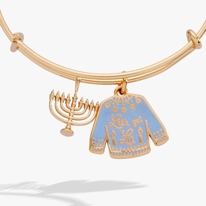 ALEX AND ANI Hanukkah 'Let's Get Lit' Ugly Sweater & Menorah Bangle
