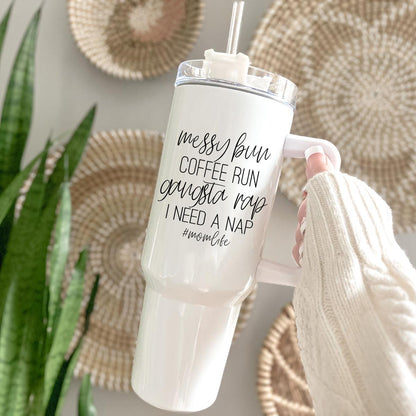 Large Travel Cup with Handle & Straw | Funny Mom Gift