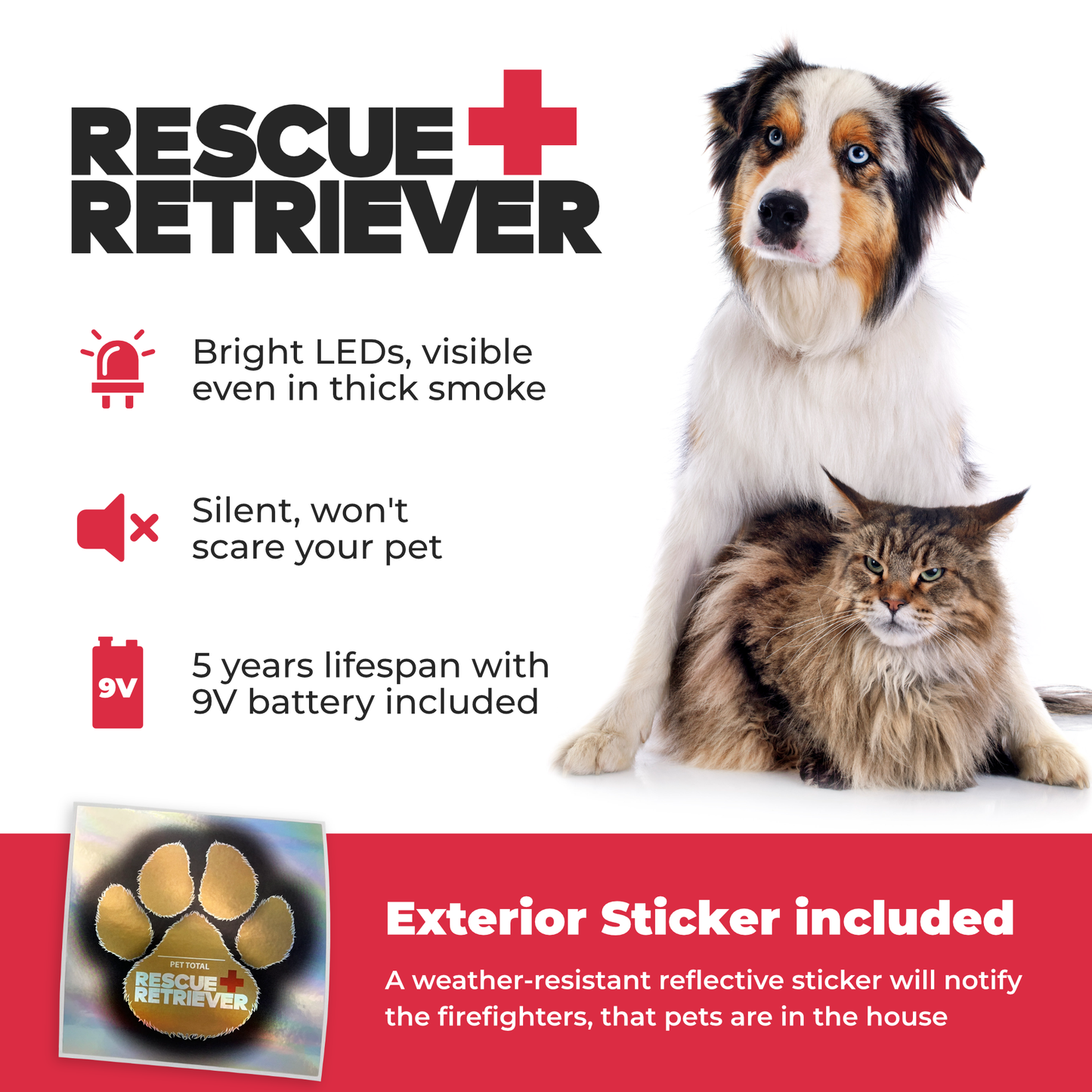 Rescue Retriever Smoke Detector — Pet Safety Smoke Detector with Silent Strobe