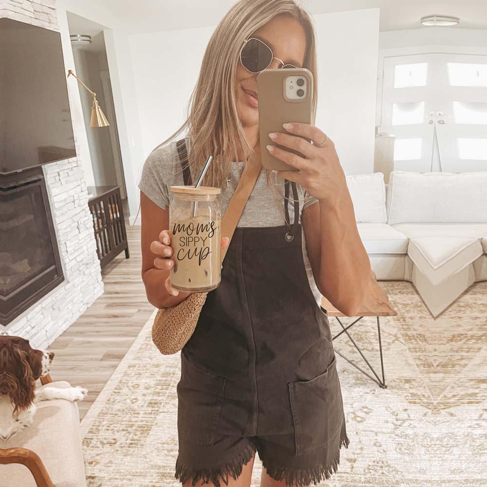 Funny & Practical Mom Drinkware with Bamboo Lid & Straws