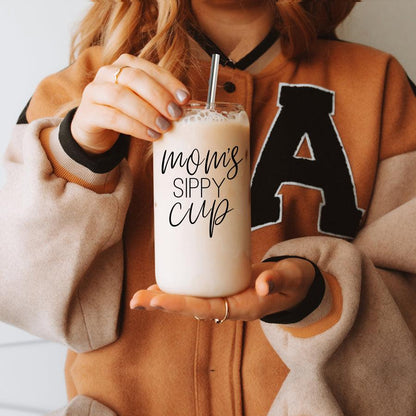 Funny & Practical Mom Drinkware with Bamboo Lid & Straws