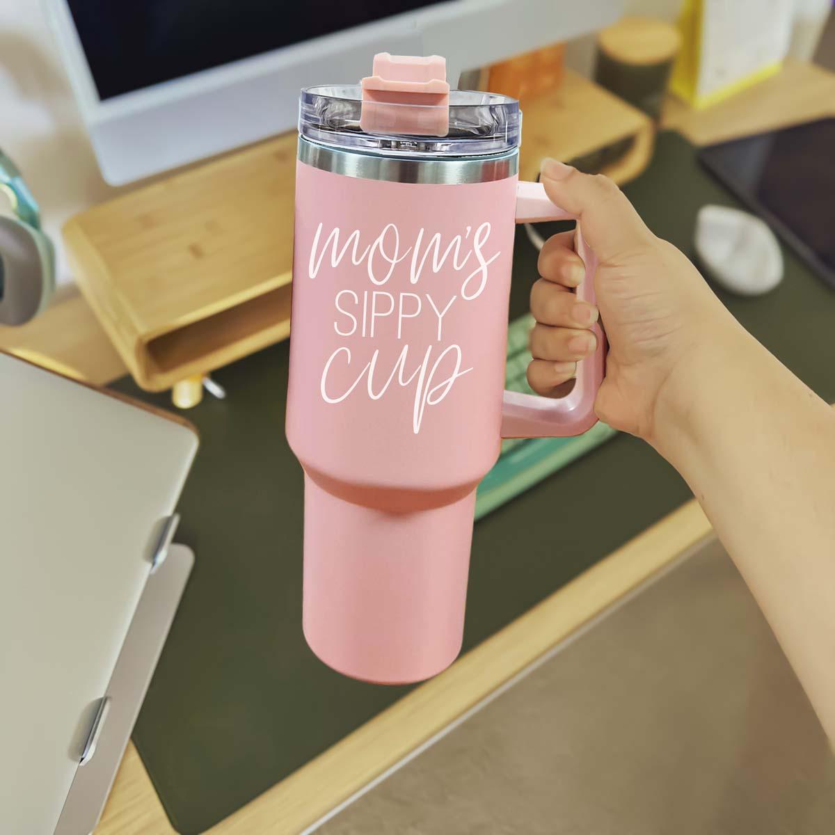 Big Travel Cup with Handle & Straw | Gift for Moms