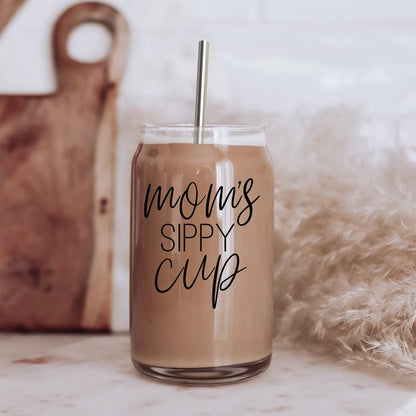Funny & Practical Mom Drinkware with Bamboo Lid & Straws