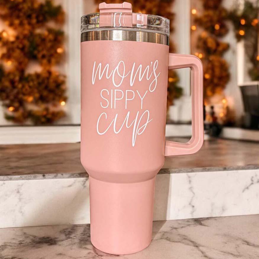 Big Travel Cup with Handle & Straw | Gift for Moms