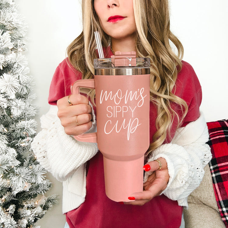 Big Travel Cup with Handle & Straw | Gift for Moms