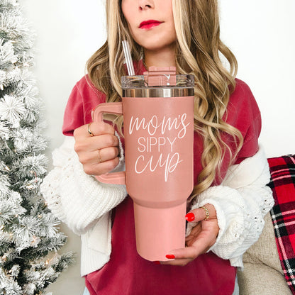 Big Travel Cup with Handle & Straw | Gift for Moms