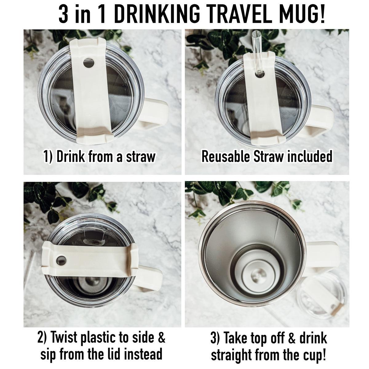 Big Travel Cup with Handle & Straw | Gift for Moms